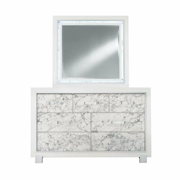 Global Furniture Usa Santorini White Mirror - 43 x 1 x 41 in. SANTORINI-METALLIC WHITE-MR